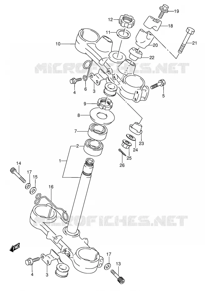 STUURKOLOM (MODELE K/L) Suzuki MOTO 250 RMX 1994  RMX250R(E1)