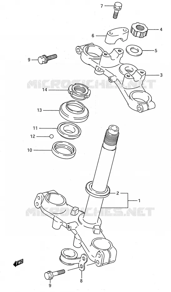 STUURKOLOM (MODELE K) Suzuki MOTO 80 RM 1986  RM80G(E28)