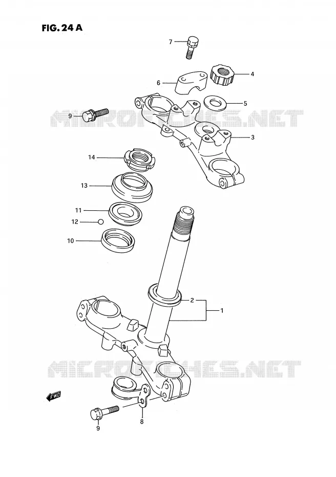 STUURKOLOM (MODELE K) Suzuki MOTO 80 RM 1986  RM80G(E3)