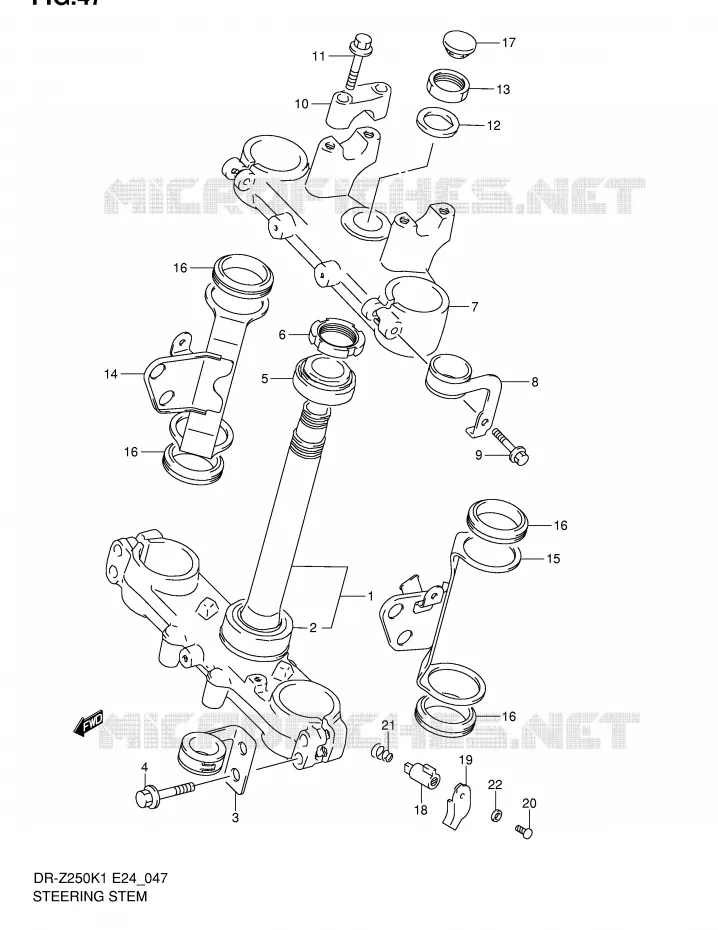 STUURKOLOM (MODELE K1/K2) Suzuki MOTO 250 DR-Z 2005  DR-Z250K5(E24)