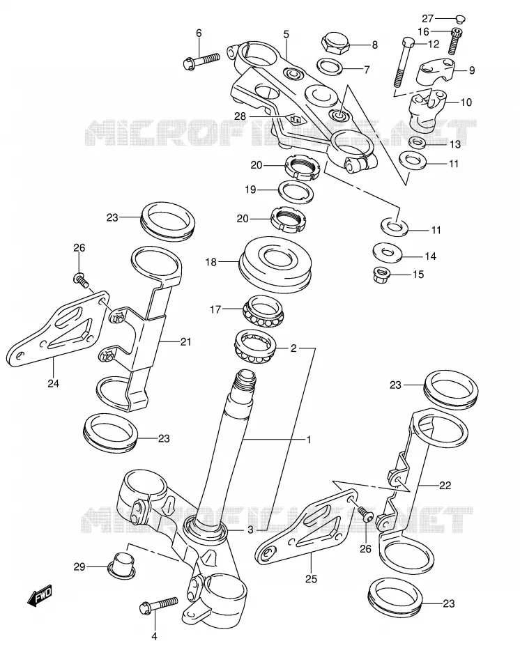 STUURKOLOM (SV1000/U1/U2) Suzuki MOTO 1000 SV 2005  SV1000SK5(E2)