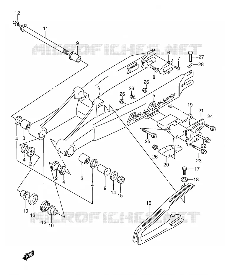 SWINGARM (MODELE K/L) Suzuki MOTO 250 RMX 1989  RMX250K(E1)