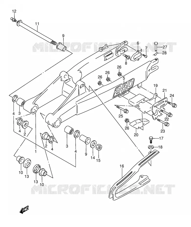 SWINGARM (MODELE M/N) Suzuki MOTO 250 RMX 1991  RMX250M(E1)