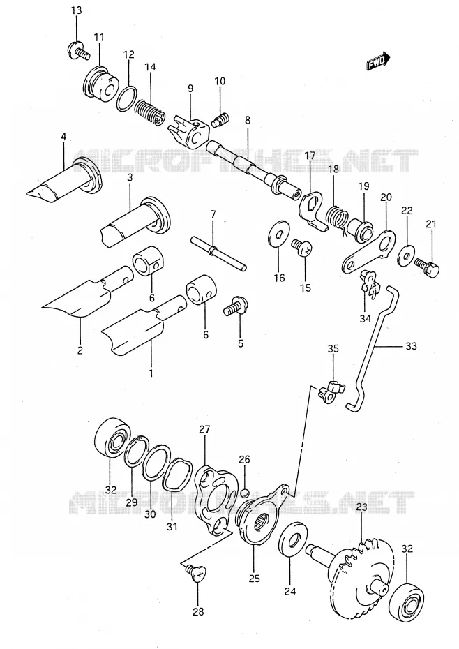 UITLAATKLEP (MODELE K/L/M/N/P/R/S) Suzuki MOTO 80 RM 1993  RM80P(E28)