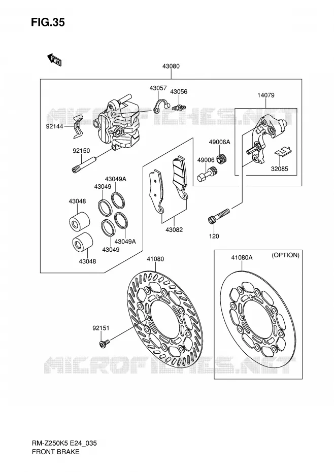 VOOR REM Suzuki MOTO 250 RM-Z 2005  RM-Z250K5(E24)