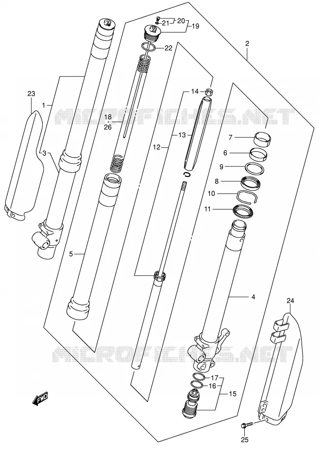 VOORVORK (MODELE K2/K3/K4) Suzuki MOTO 85 RM 2002  RM85K2(P3/P28)
