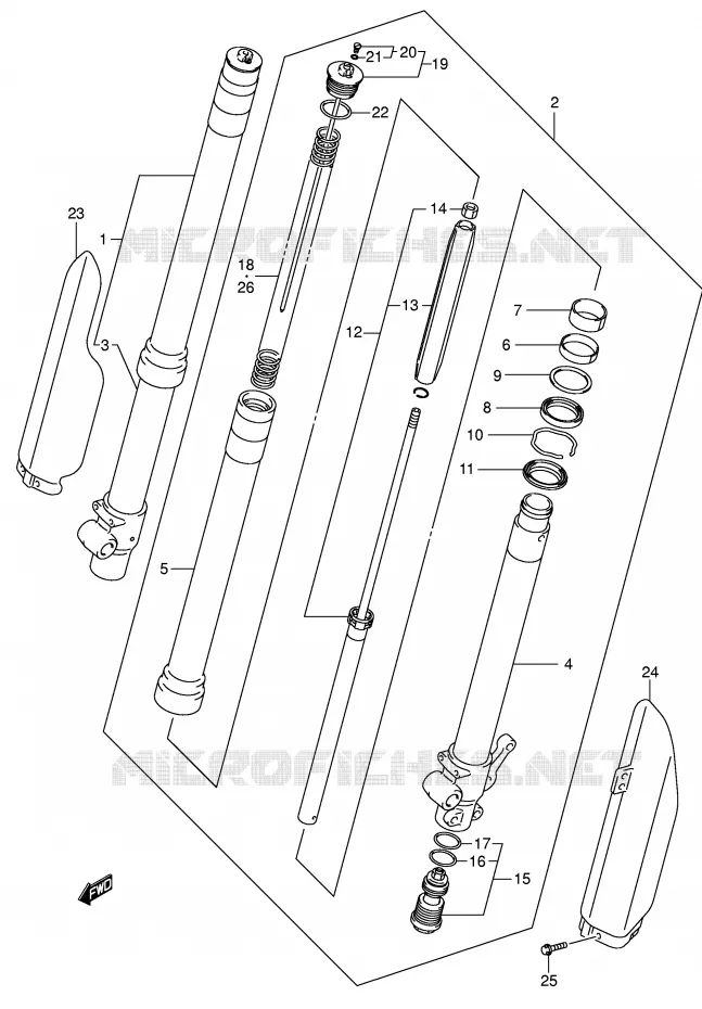 VOORVORK (MODELE K5/K6) Suzuki MOTO 85 RM 2004  RM85LK4(P3/P28)
