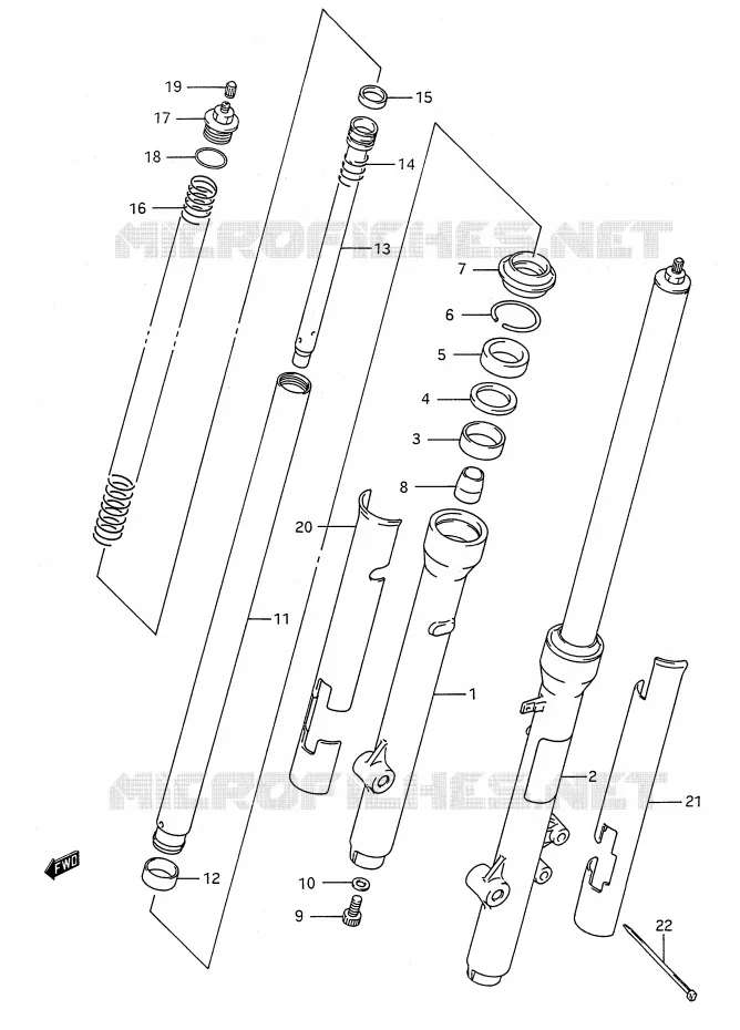 VOORVORK (MODELE L/M/N/P/R) Suzuki MOTO 80 RM 1988  RM80J(E28)