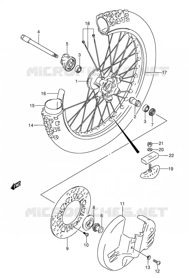 VOORWIEL (MODELE K/L) Suzuki MOTO 250 RMX 1989  RMX250K(E1)