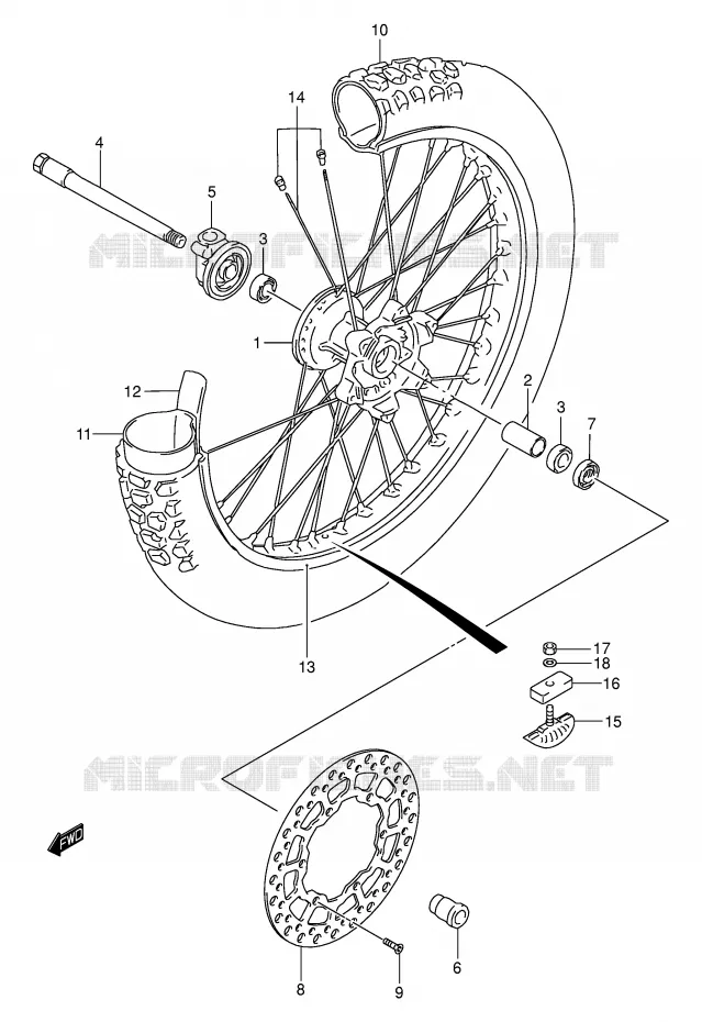 VOORWIEL (MODELE K1/K2/K3/K4) Suzuki MOTO 250 DR-Z 2003  DR-Z250K3(E3/E28)