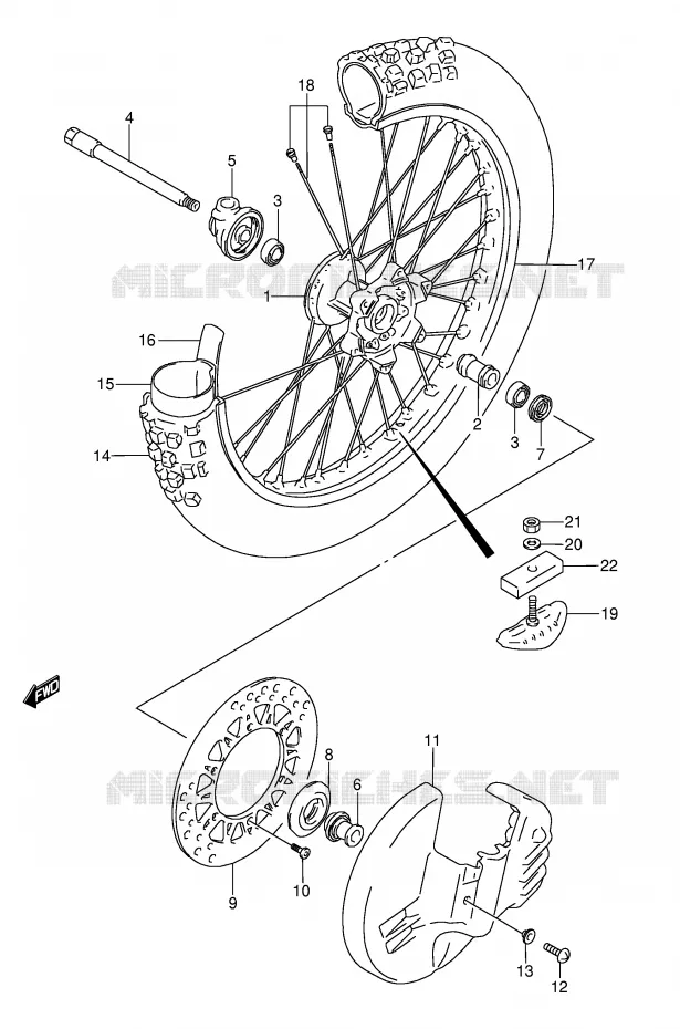 VOORWIEL (MODELE M) Suzuki MOTO 250 RMX 1991  RMX250M(E1)