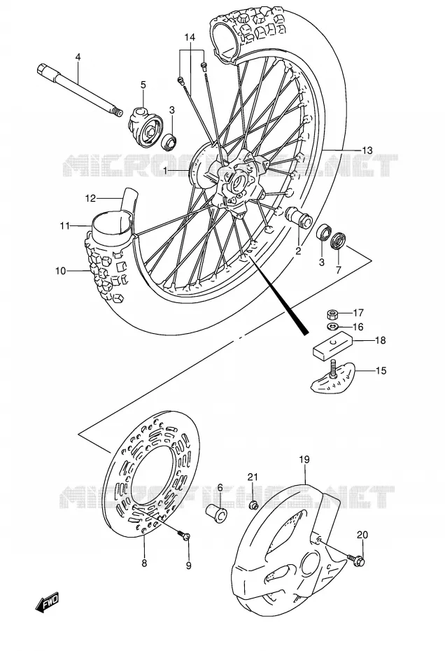 VOORWIEL (MODELE T) Suzuki MOTO 250 RMX 1992  RMX250N(E1)
