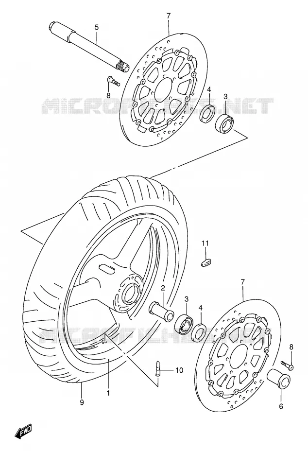 VOORWIEL (MODELE V/W/X/Y) Suzuki MOTO 1000 TL-S 1998  TL1000SW(E2)