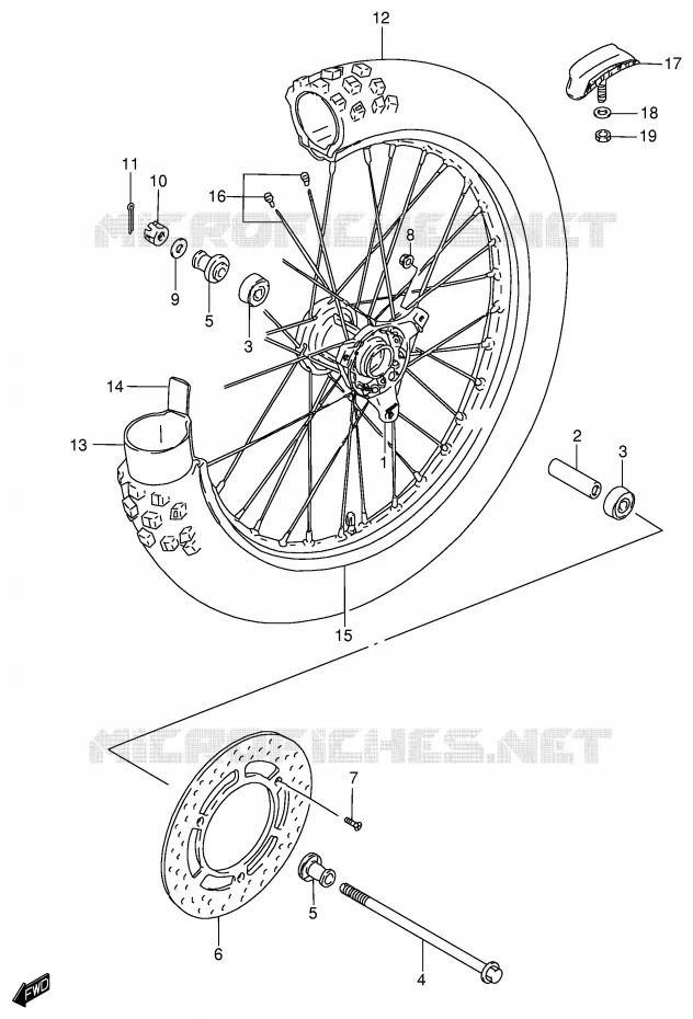 VOORWIEL (RM85K2/K3/K4) Suzuki MOTO 85 RM 2004  RM85K4(P3/P28)
