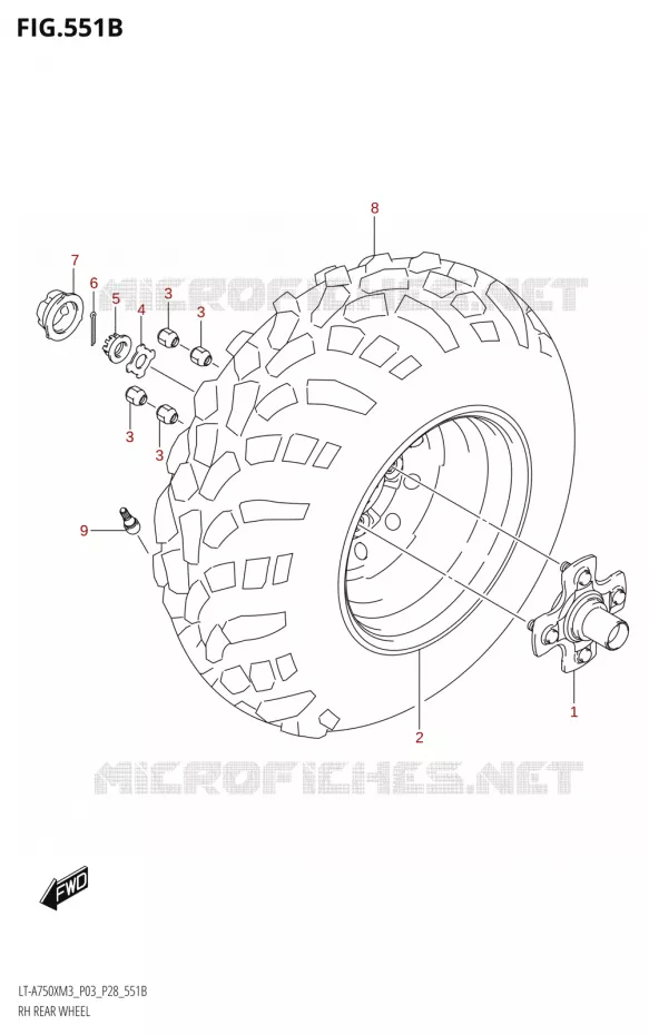 RECHTSE ACHTERWIEL (LT-A750XP) Suzuki QUAD 750 KINGQUAD 2023  LT-A750X M3 (P03 / P28 /P33)