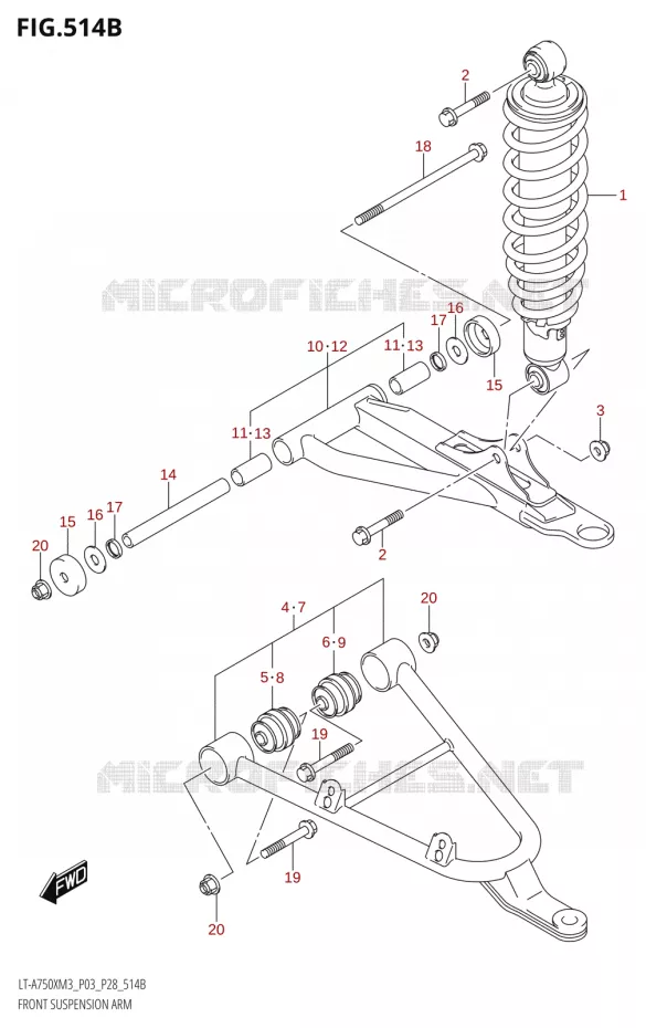 VOORWIELOPHANGING ARM (LT-A750XP) Suzuki QUAD 750 KINGQUAD 2023  LT-A750X M3 (P03 / P28 /P33)