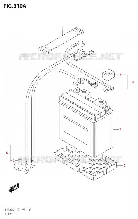 ACCU (LT-A500X:M2:P03) Suzuki QUAD 500 KINGQUAD 2022  LT-A500X M2 (P03,P28,P33)