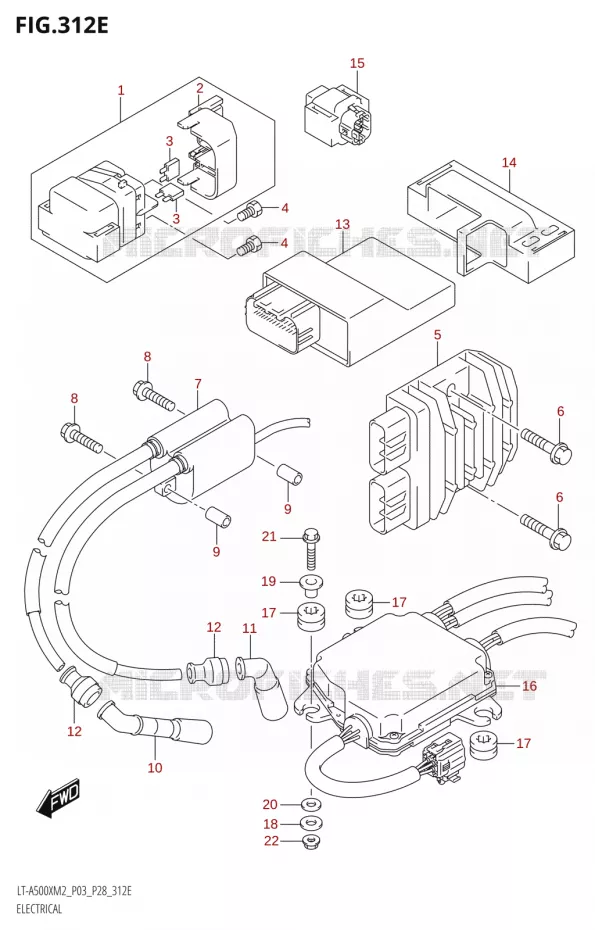 ELEKTRISCH (LT-A500XP:M2:P28) Suzuki QUAD 500 KINGQUAD 2022  LT-A500X M2 (P03,P28,P33)