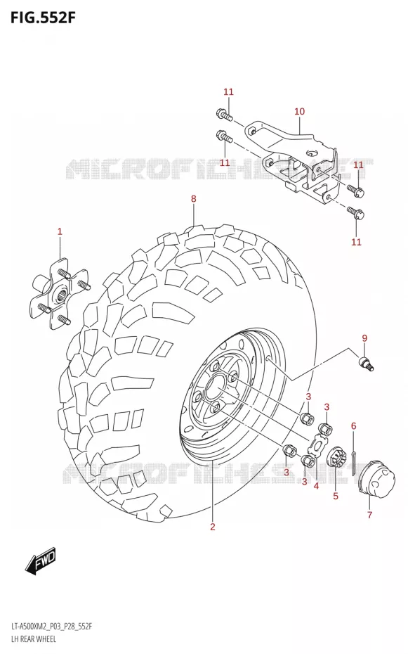 LINKERHAND ACHTERWIEL (LT-A500XP:M2:P33) Suzuki QUAD 500 KINGQUAD 2022  LT-A500X M2 (P03,P28,P33)
