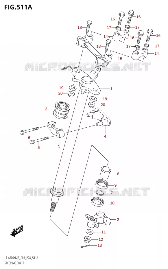 STUURKOLOM (LT-A500X:M2:P03) Suzuki QUAD 500 KINGQUAD 2022  LT-A500X M2 (P03,P28,P33)