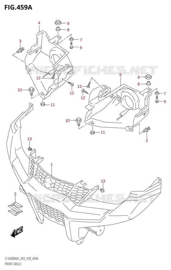 VOORBUMPER - KOPLAMPHUIS Suzuki QUAD 500 KINGQUAD 2022  LT-A500X M2 (P03,P28,P33)
