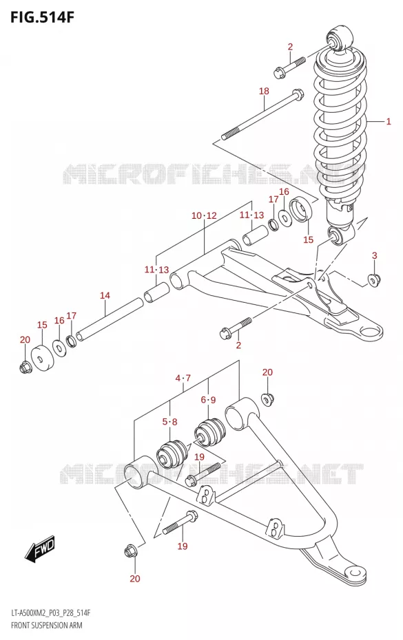 VOORWIELOPHANGING ARM (LT-A500XP:M2:P33) Suzuki QUAD 500 KINGQUAD 2022  LT-A500X M2 (P03,P28,P33)