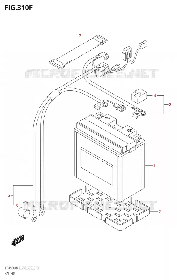 ACCU (LT-A500XP:M3:P33) Suzuki QUAD 500 KINGQUAD 2023  LT-A500X M3 (P03,P28,P33)