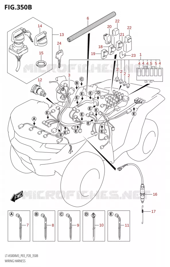 BEDRADING (LT-A500X:M3:P28) Suzuki QUAD 500 KINGQUAD 2023  LT-A500X M3 (P03,P28,P33)
