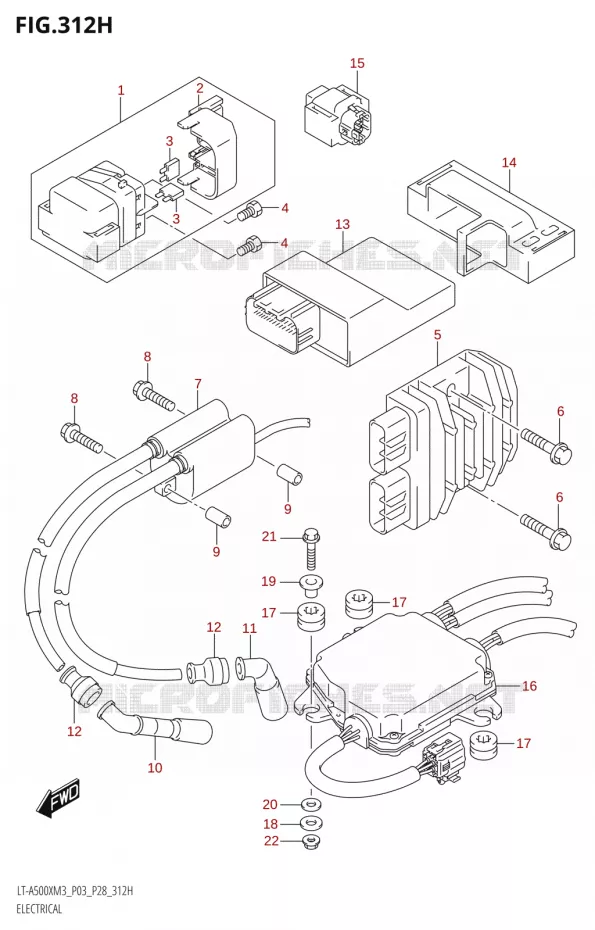 ELEKTRISCH (LT-A500XPZ:M3:P28) Suzuki QUAD 500 KINGQUAD 2023  LT-A500X M3 (P03,P28,P33)