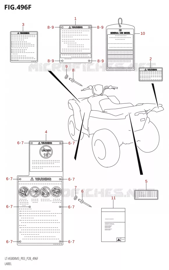 ETIKET (LT-A500XP:M3:P33) Suzuki QUAD 500 KINGQUAD 2023  LT-A500X M3 (P03,P28,P33)