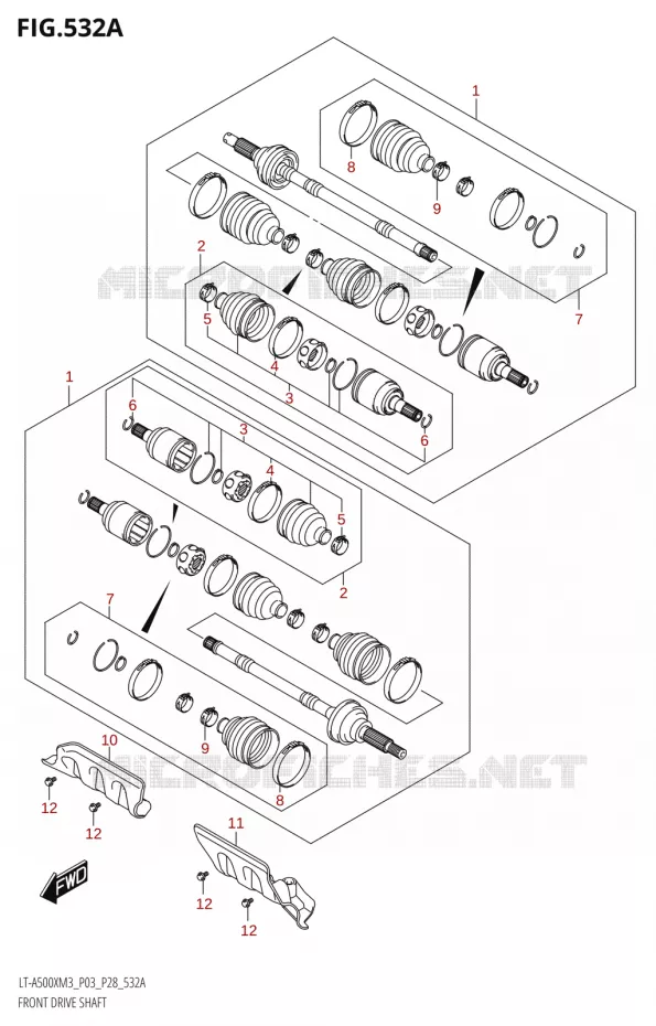 FRONT AANDRIJFAS Suzuki QUAD 500 KINGQUAD 2023  LT-A500X M3 (P03,P28,P33)