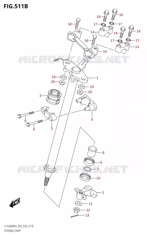 STUURKOLOM (LT-A500X:M3:P28) Suzuki QUAD 500 KINGQUAD 2023  LT-A500X M3 (P03,P28,P33)