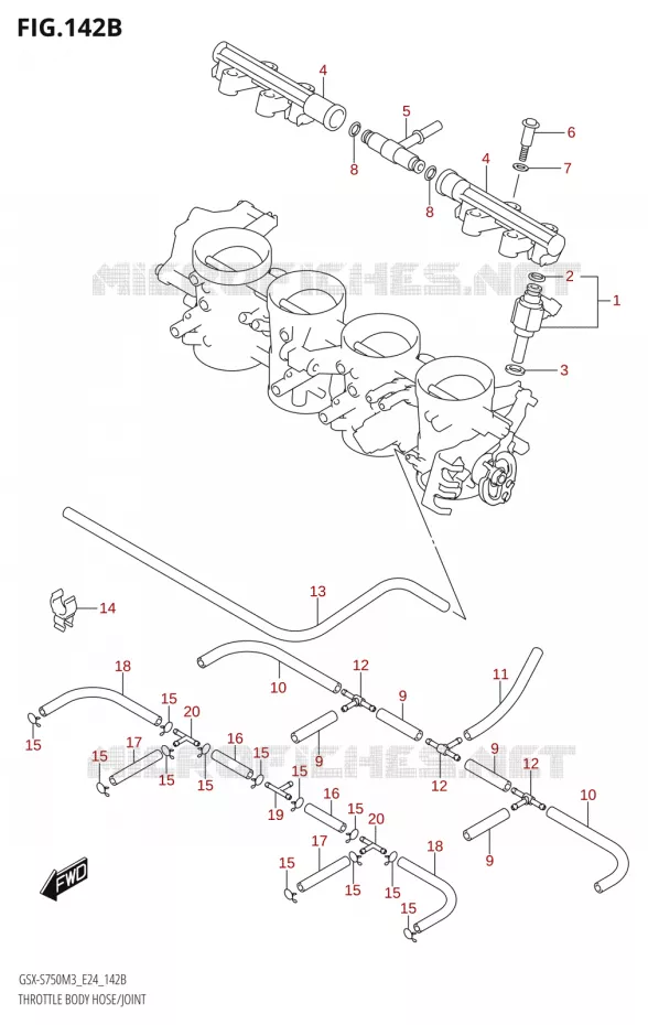 GASKLEPHUIS SLANG / JOINT Suzuki MOTO 750 GSX-S 2023  GSX-S750A /  GSX-S750ZA M3 (E24)