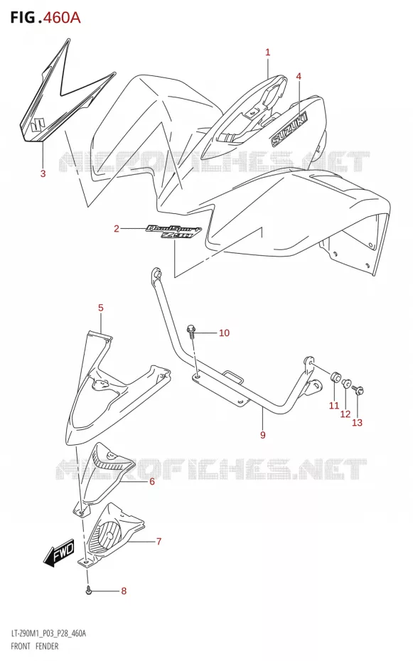 FRONT FENDER Suzuki QUAD 90 QUADSPORT 2021  LT-Z90 M1 (P03,P28)