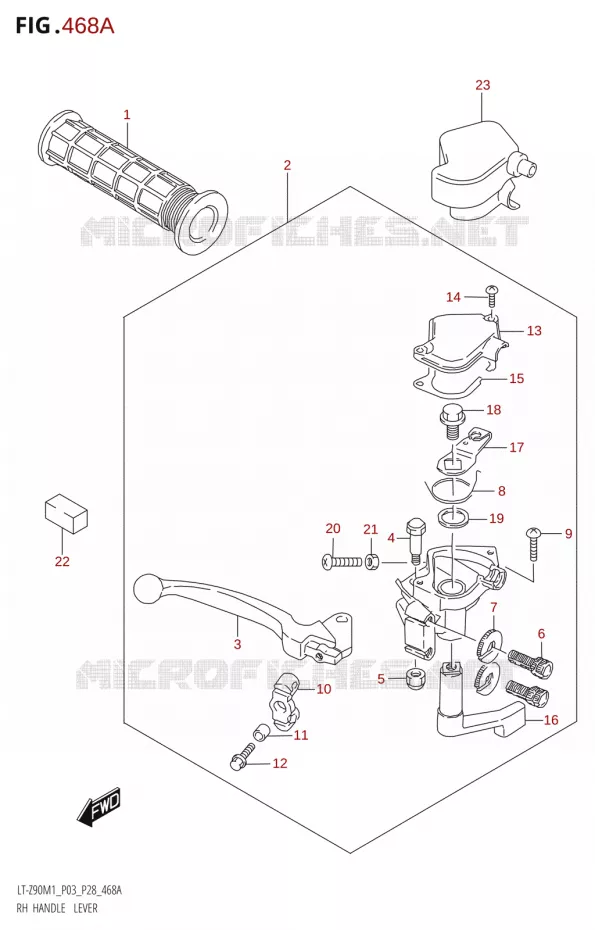REMHEVEL - GAS HANDVAT Suzuki QUAD 90 QUADSPORT 2021  LT-Z90 M1 (P03,P28)