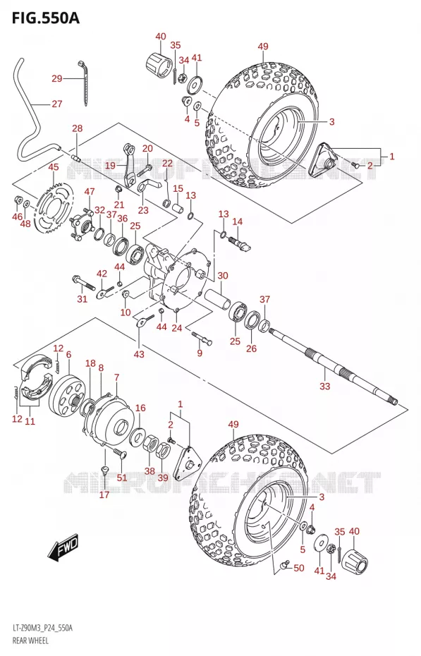 ACHTERWIEL Suzuki QUAD 90 QUADSPORT 2023  LT-Z90 M3 (P03,P28)