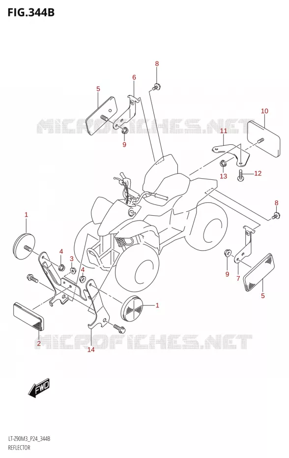 REFLECTOR Suzuki QUAD 90 QUADSPORT 2023  LT-Z90 M3 (P03,P28)