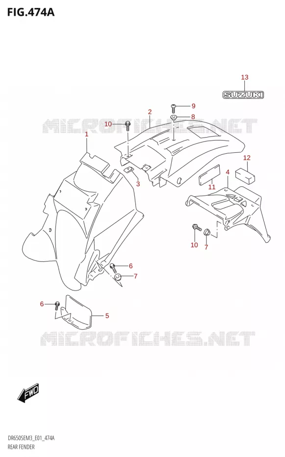 ACHTERSPATBORD Suzuki MOTO 650 DR 2023  DR650SE M3 (E01)