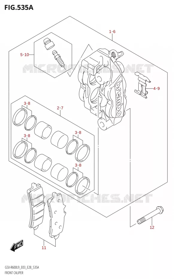 FRONT CALIPER Suzuki MOTO 600 GSX-R 2019  GSX-R600 L9 (E03,E28,E33)