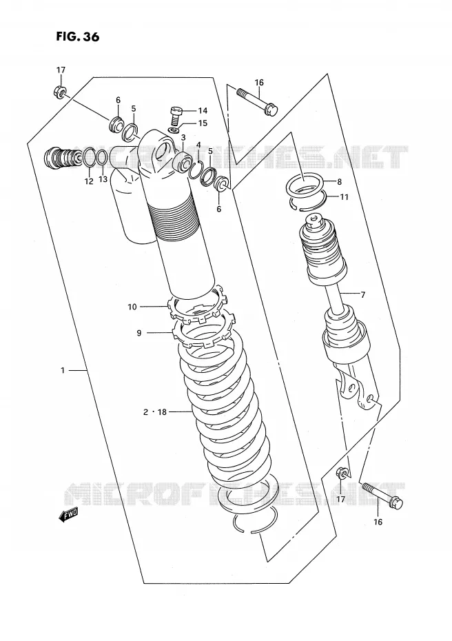 ACHTER SCHOKDEMPER Suzuki MOTO 250 RMX 1993  RMX250RP(E1)
