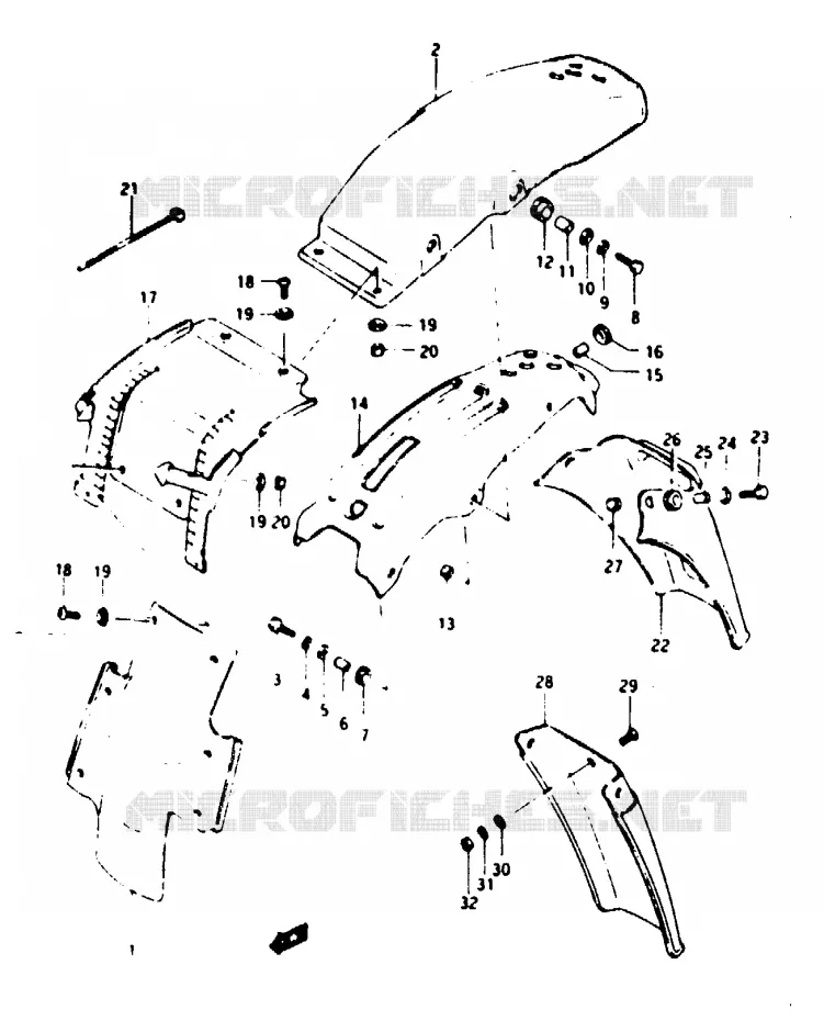 ACHTERSPATBORD Suzuki MOTO 125 TS-X 1984  TS125XUE(E/F/G)