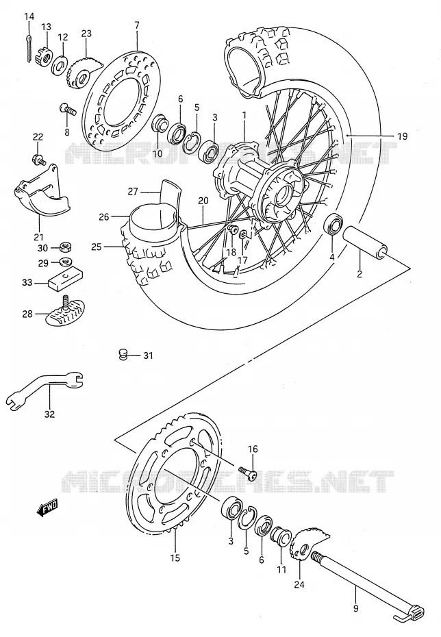ACHTERWIEL (MODELE K/L/M) Suzuki MOTO 250 RMX 1991  RMX250M(E28)