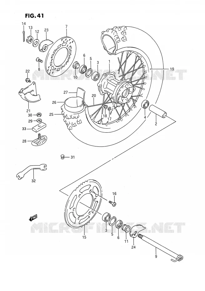 ACHTERWIEL (MODELE K/L/M) Suzuki MOTO 250 RMX 1994  RMX250R(E3)