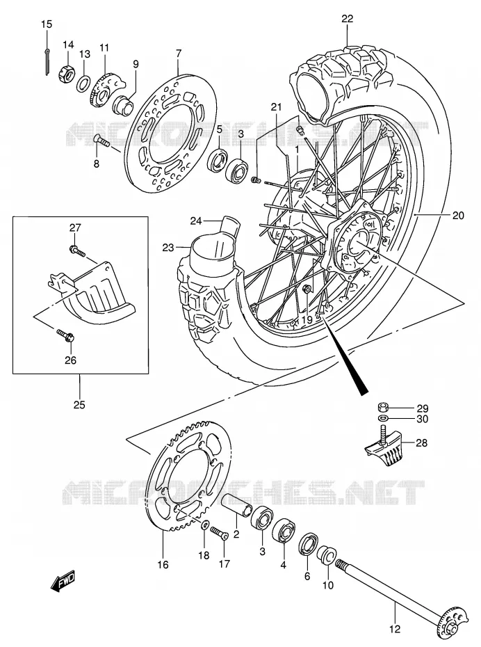 ACHTERWIEL (MODELE K5) Suzuki MOTO 250 DR-Z 2001  DR-Z250K1(E3/E28)