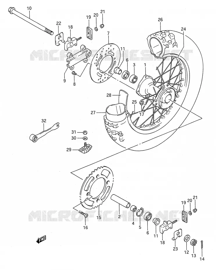 ACHTERWIEL (MODELE L/M/N/P/R/S) Suzuki MOTO 80 RM 1986  RM80G(E28)
