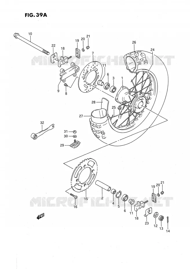 ACHTERWIEL (MODELE L/M/N/P/R/S) Suzuki MOTO 80 RM 1988  RM80XJ(E2)