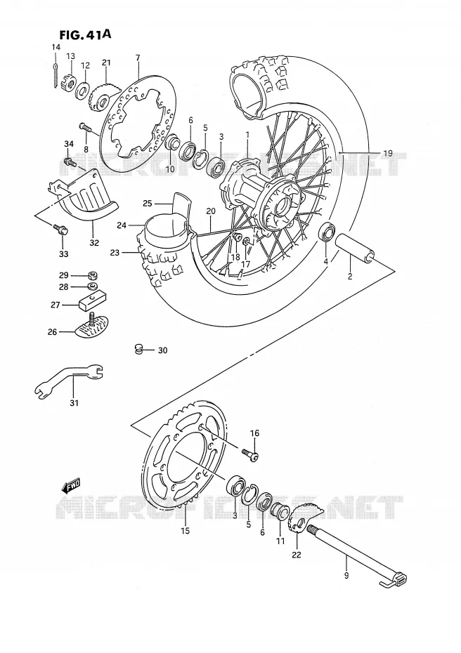 ACHTERWIEL (MODELE N/P/R/S/T) Suzuki MOTO 250 RMX 1989  RMX250K(E3)