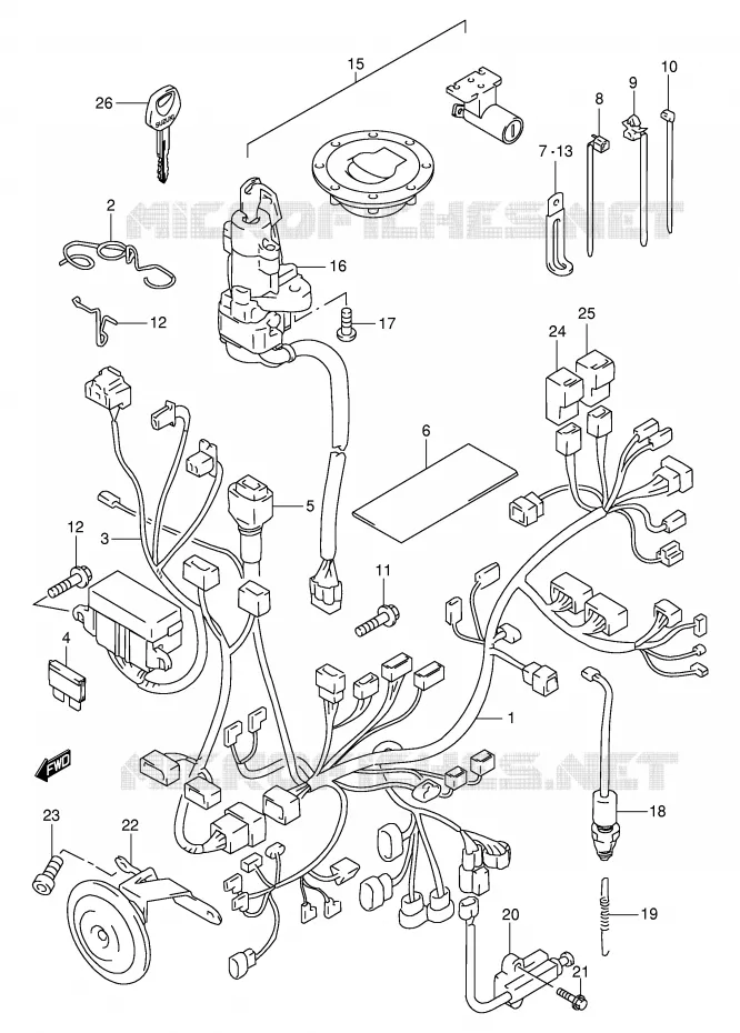 BEDRADING (MODELE W/X/Y/K1) Suzuki MOTO 1000 TL-S 1998  TL1000SW(E2)