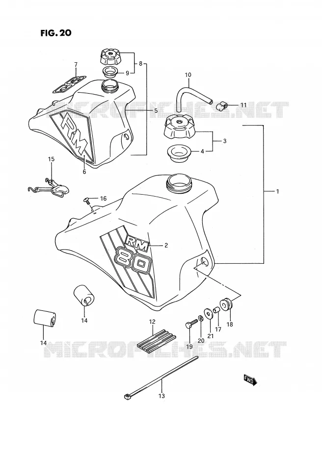 BENZINETANK (MODELE G/H) Suzuki MOTO 80 RM 1993  RM80P(E3)