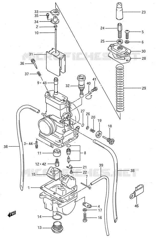 CARBURATOR (MODELE K/L/M/N/P/R/S) Suzuki MOTO 80 RM 1987  RM80H(E28)